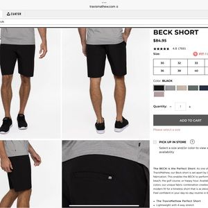 NWT Men’s Travis Mathew Beck Shorts - Size 38
